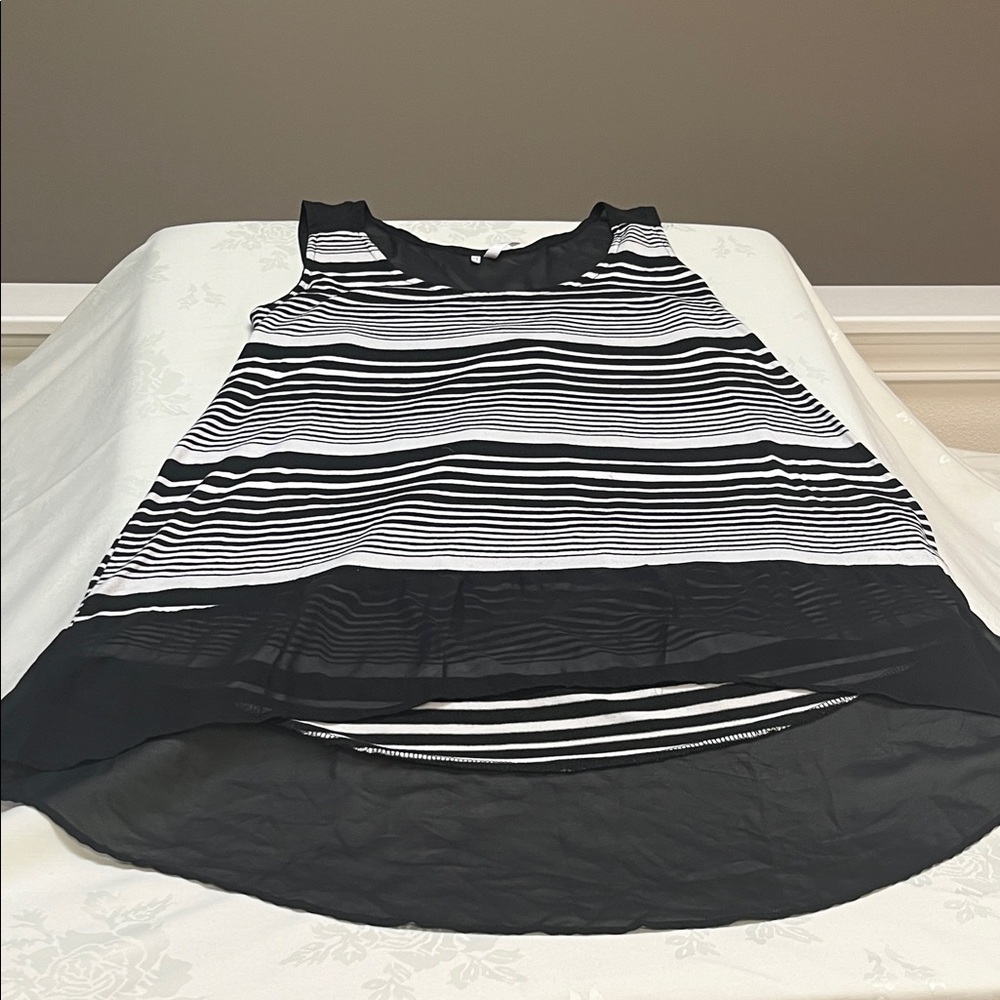 Studio Y Black and White Striped Tank Top